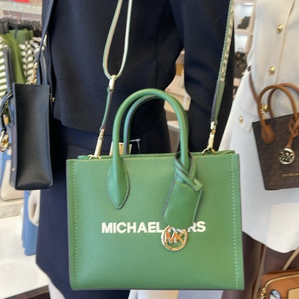 MICHAEL KORS  Mirella Small Pebbled Leather Crossbody Bag Fern Green NWT